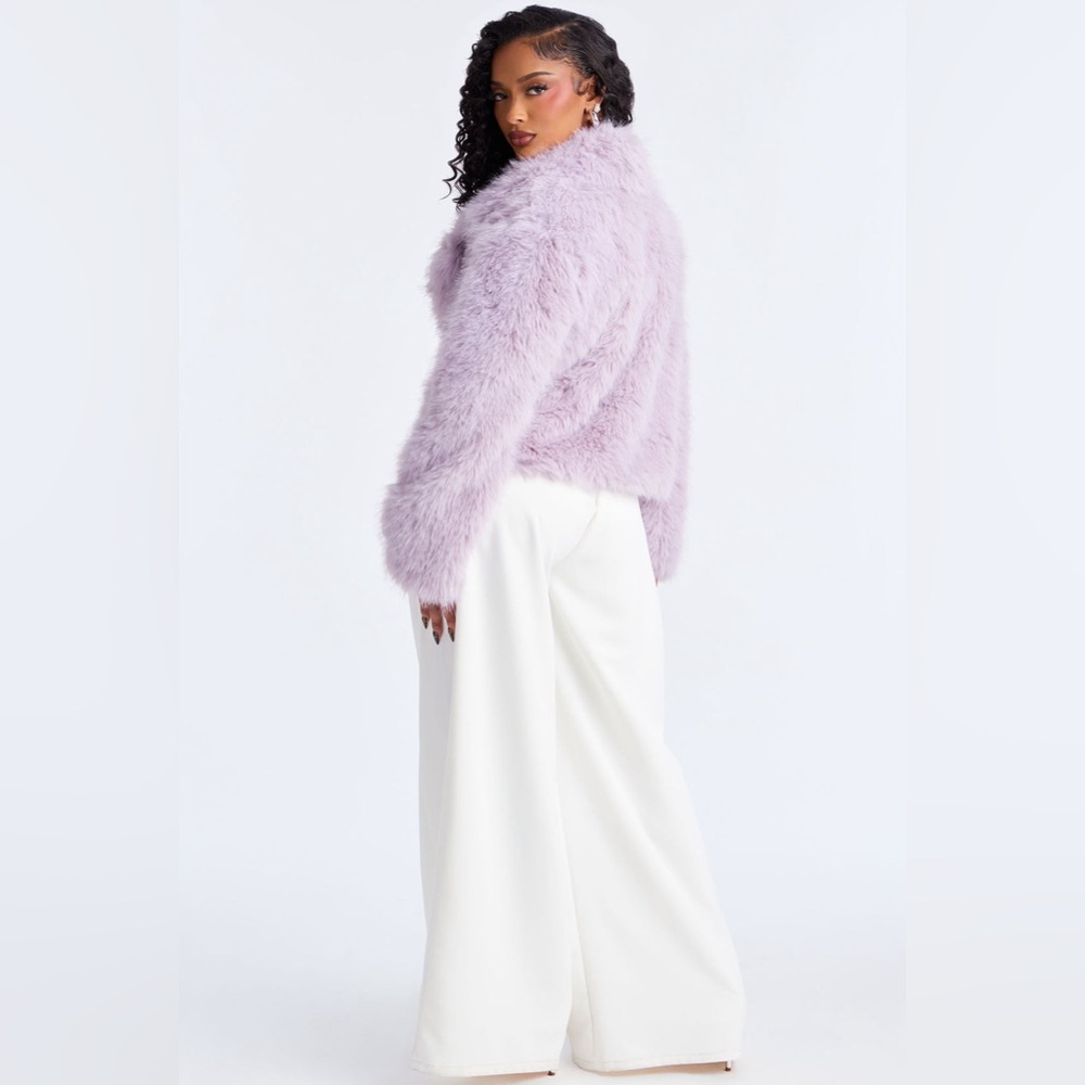 NWT Plush Faux Fur Jacket in Lavender - Women's Cozy Coat 2X - Picture 8 of 9